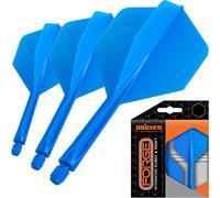 Unicorn Forge Integrated Dart Flights & Shafts | 1 Piece Design for Perfect 90˚ Fin Angle | Lightweight Tough Polymer | Plus Shape & Standard 2BA Thread | Long Stem 31 mm | Blue | Set of 3