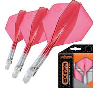 Unicorn Forge Integrated Dart Flights & Shafts | 1 Piece Design for Perfect 90˚ Fin Angle | Lightweight Tough Polymer | Plus Shape & Standard 2BA Thread | Long Stem 31 mm | Clear & Red | Set of 3
