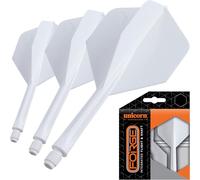 Unicorn Forge Integrated Dart Flights & Shafts | 1 Piece Construction for Perfect 90˚ Angle | Lightweight Tough Polymer | Standard Plus Shape & 2BA Thread | Medium Length Stem 26 mm | White | Set of 3