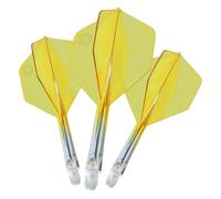 Unicorn Forge Integrated Dart Flights & Shafts | 1 Piece Design for Perfect 90˚ Fin Angle | Lightweight Tough Polymer | Plus Shape & Standard 2BA Thread | Medium Stem 26 mm | Clear & Yellow | Set of 3