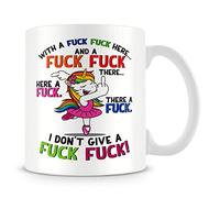 Unicorn Fu*k I Dont Give A Fu*k Mug Secret Santa Stocking Filler Coffee Tea Mug Unique 11oz White Ceramic Mug.
