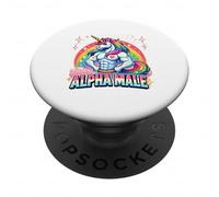 Unicorn Fun Alpha Bodybuilding Rainbow Men Bodybuilding PopSockets Adhesive PopGrip