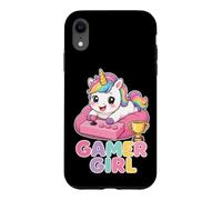Unicorn Gamer Girl Kawaii Video Games Arcade Joystick Case for iPhone XR