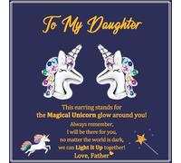 Unicorn Gifts, Daughter Gifts from Moms, No Matter The World is Dark, We Can Light It Up Together, Hypoallergenic Stud Earrings Gift for Mothers Grown Teenager from Father on Birthday, Graduation