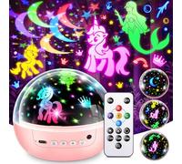 Unicorn Gifts for Girls | 3HD Films & 31 Colors & 360° Rotate & 3 Brightness Sensory Toys for 3 Year Old Girls Birthday Presents,Rainbow Unicorn Night Light Princess Toys Baby Gifts Age 1-10