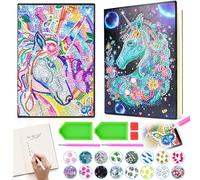 Unicorn Gifts for Girls 5 7 8 9 Year Old, Craft Kits for Kids Age 6 8 10 12 Diamond Painting Kit Unicorns Notebook Toys for 7-11 Year Olds Girls Birthday Gifts Gem Arts and Crafts for Kids Stationary