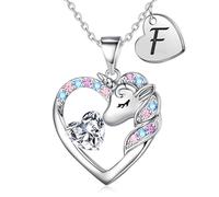 Unicorn Gifts for Girls - Heart & Initial Necklaces | Unicorn Jewelry for Girls - Birthday, Christmas & Valentines Gifts