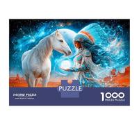 Unicorn Girl Magic 1000pc Jigsaw Puzzle Bundle Celestial Equine Fantasy Puzzle for Adults Extra-Thick Cardboard Stress Relief Travel Adults Kids Age 12 Years Up Brain Training 38x26cm/1