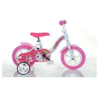 Unicorn Girls 10in Bicycle With Stabilisers - White/Pink Dino Bikes White One Size