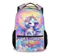 Unicorn Girls Personalised Backpack - Custom Bookbag for Kids Toddler Primary Kindergarten Lightweight Age 3-10