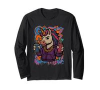 Unicorn Graffiti Urban Street Art Fantasy Animal Long Sleeve T-Shirt