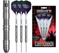 Unicorn | Greg Ritchie | Contender | 95% Tungsten Parellel Barrels with Concentric Grip Rings | Steel Tip Darts Set | Durable Stunning Ultrafly Flights | Nickel Volute Points | 23 g