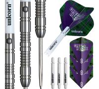 Unicorn | Greg Ritchie | Contender | 95% Tungsten Parellel Barrels with Concentric Grip Rings | Steel Tip Darts Set | Durable Stunning Ultrafly Flights | Nickel Volute Points | 23 g
