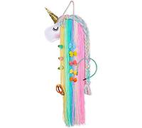 Unicorn Hair Clips Holder Rainbow Wall Hanging Yarn Tassels Hair Bows Storage Cute Baby Headband Storage Hanger for Girls Room Bedroom Home Decoration(Yellow)