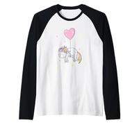 Unicorn Hanging on Balloon Raglan Baseball Tee