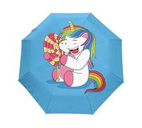 Unicorn Happy Lollipop Rainbow Automatic Foldable Umbrella UV Protection Auto Open Close Folding Sun Blocking Umbrellas for Travel Women Boys Girls