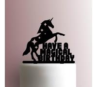 Unicorn Have A Magical Birthday - Acrylic Cake Topper 5 Inch Width/Fuchsia