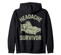 Unicorn Head Hurts Headache Survivor Zip Hoodie