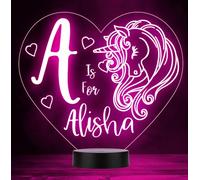 Unicorn Heart Any Initial Personalised Gift Colour Changing LED Lamp Night Light | Personalised Gift For Home, Lamp Room Décor | Kids & Adults Night Lights With Name | Personalised Gift For Bedroom |