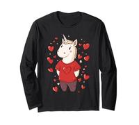 Unicorn Hearts Women's Love Valentine's Day Girls Unicorn Long Sleeve T-Shirt