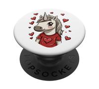 Unicorn Hearts Women's Love Valentine's Day Girls Unicorn PopSockets Adhesive PopGrip