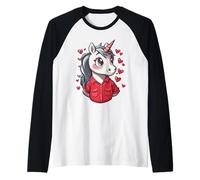 Unicorn Hearts Women's Love Valentine's Day Girls Unicorn Raglan Baseball Tee