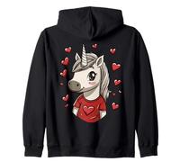 Unicorn Hearts Women's Love Valentine's Day Girls Unicorn Zip Hoodie