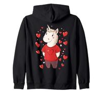 Unicorn Hearts Women's Love Valentine's Day Girls Unicorn Zip Hoodie
