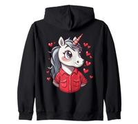 Unicorn Hearts Women's Love Valentine's Day Girls Unicorn Zip Hoodie