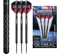 Unicorn | Henry Coates | Phase 2 - Global | 90% Tungsten Parallel Barrels with Black PVD Coating | Steel Tip Darts Set | Henners 180 | | Noir Black Volute Points | 22 g