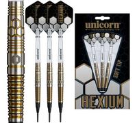 Unicorn | Hexium | 90% Tungsten Black Bomb/Spring Onion Front-Loaded Barrels with Gold Rings | Soft Tip Darts Set | Epic Points | 21g, 22g or 23g (Gold, 23 g)