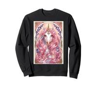 Unicorn Horn Pink Hairstyle With Flowers Mystical Sweatshirt