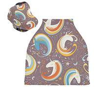 Unicorn Horse Rainbow Art Stretchy Baby Car Seat Cover,Canopy Nursing Covers,Soft Breathable Windproof Scarf Changepad for Winter Infant Breastfeeding Boys