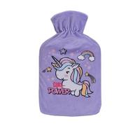 Unicorn Hot Water Bottle with Soft Flannel Cover | BS1970 Certified | Leak-Proof Natural Rubber Hot Water Bag for Cramps, Pain Relief & Winter Warmth | Large Opening for Safe & Easy Fill - 1L