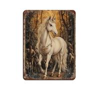 Unicorn Hunt Bestiary Tin Sign Vintage Metal Pub Club Cafe Bar Home Wall Art Decoration Poster Retro 12x16inch(30x40cm)