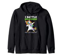 Unicorn I Battle Bipolar Disorder Awareness Zip Hoodie