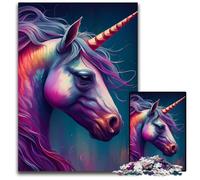 Unicorn Illustration 1000 Pieces Puzzles for Adults Wooden Jigsaw Relax & Challenge, Colorful Home Decor Art, for Friends 50x75CM/19.68x29.52inch
