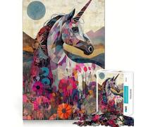 Unicorn in A Floral Field 1000 Pieces Puzzles for Teenagers Mind Boost Fun High Accuracy Cutting Craft Calming Mental Break Activity (50x75cm)