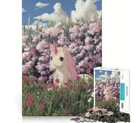Unicorn in A Flower Field Jigsaw for Adults1000 Pieces Brain Focus Game Precision Cut Smooth Edges Amusing Challenge for Waiting Time (38x52cm)