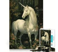 Unicorn In A Forest Puzzle for Adults 1000 Pieces Memory Play Game Firm Fit Secure Assembly Meaningful Connection Building Game (38x52cm)