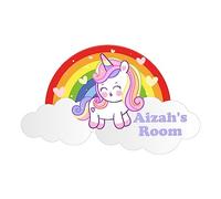 Unicorn in a Rainbow with Hearts Kids Bedroom Door Sign Personalised for You - Any Name! Door Plaque,Girls/Boys,Nursery,Decor,Kids Room,Animals