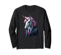 Unicorn in A Suit - Animal Fantasy Pink Cotton Candy Funny Long Sleeve T-Shirt
