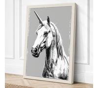 Unicorn in Charcoal Canvas Wall Art Print 24x16 Inch (61 x 41 cm)