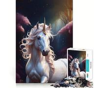 Unicorn in Fantasy Forest 1000-piece Jigsaw Puzzles Brain Training Fun Tight Interlock No Gaps Bonding Activity for Loved Ones (50x75cm)