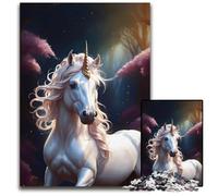Unicorn in Fantasy Forest JigsawPuzzle 1000 Pieces for Adults Wooden Jigsaw Puzzles for Adults for Family Interactive Game 1000 PCS(75x50cm)