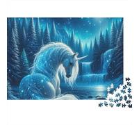Unicorn in Moonlight 1000 Piece Puzzles Beautiful View Moonlit Unicorn Forest Home Decoration Educational Game Gifts Puzzles for Adults Jigsaw Puzzles for Adults 38x26cm/1000pcs