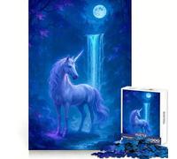 Unicorn in Moonlight by Waterfall Puzzles for Teenagers 1000 Piece Cognitive Boost Cozy Relaxation Tight Lock Meaningful Gift (38x26cm)
