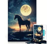 Unicorn In Moonlight Jigsaw for Adults 1000 Pieces Brain Memory Game Laser Cut for Flawless Fit Unique Gift for Stress Relief (38x52cm)