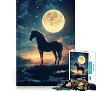 Unicorn In Moonlight Jigsaw Puzzle 1000 Pieces Cognitive Fun Play High Precision Die Cut Unique Gift for Stress Relief (50x75cm)