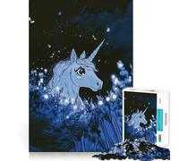 Unicorn in Moonlight Jigsaw Puzzles 1000 Mental Focus Game No Gap Tight Fitting Design Interactive Brain Challenge for Home (50x75cm)